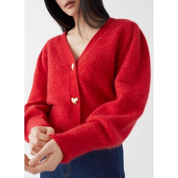 Paris Atelier & Other Stories Women's Cardigan Sweater- Red- Size M - Picture 4 of 12